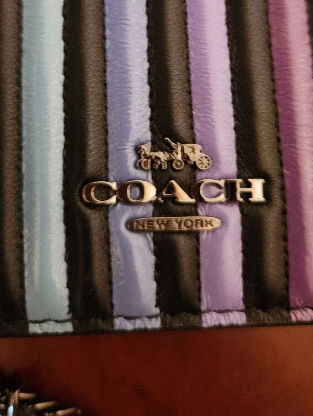 🌈 COACH Callie Foldover Rainbow Ombré Chain Clutch Bag - Picture 4 of 11